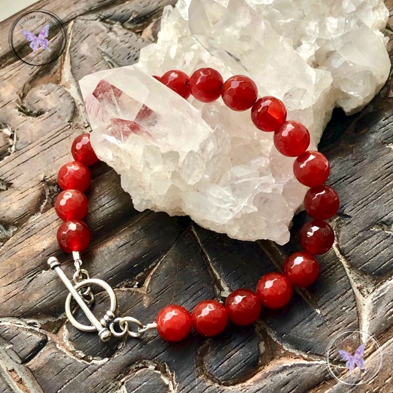 Carnelian Healing Bracelet With Silver Toggle Clasp